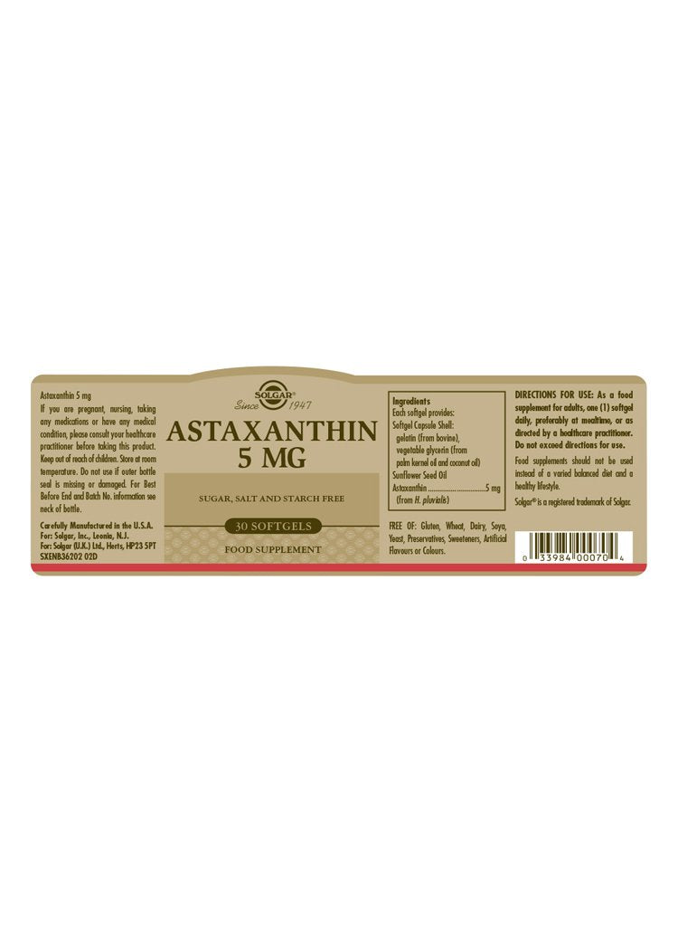 Solgar Astaxanthin 5 mg Softgels