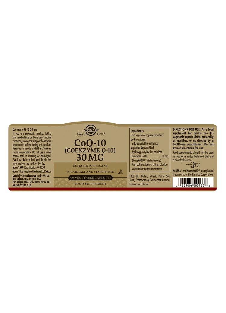 Solgar Coenzyme Q-10 30 mg Vegetable Capsules
