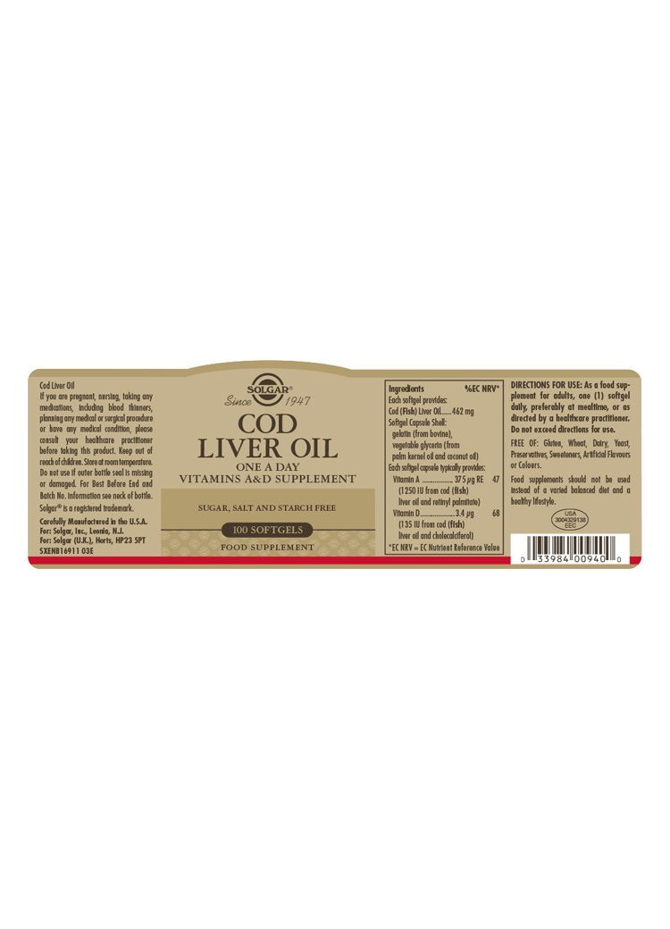 Solgar Cod Liver Oil Softgels