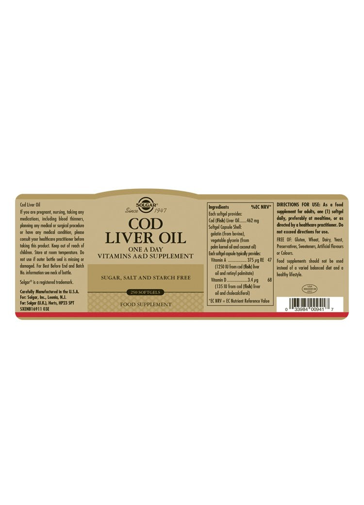 Solgar Cod Liver Oil Softgels