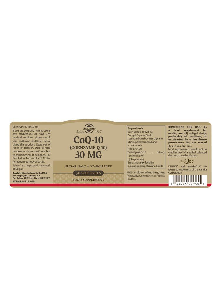 Solgar Coenzyme Q-10 30 mg Softgels