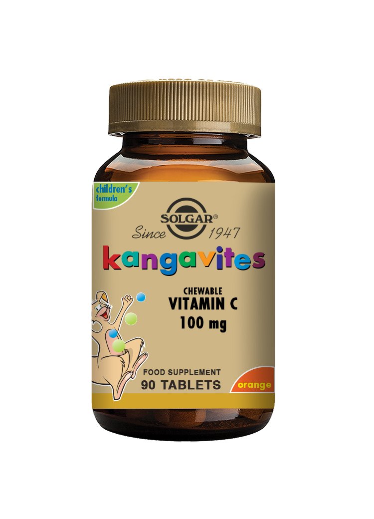 Solgar Kangavites Chewable Vitamin C 100 mg Tablets Natural Orange Burst Flavour