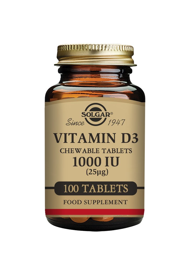 Solgar Vitamin D3 1000 IU (25 ug) Chewable Tablets